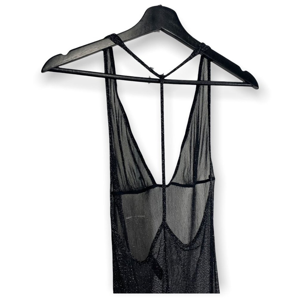 Dreamgirl Metallic Halter Sheer Full Length Dress Medium - Picture 5 of 11